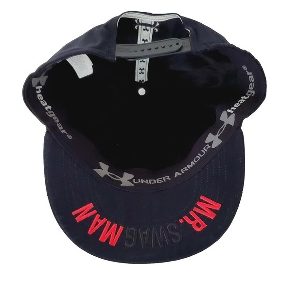 Under Armour Heat Gear Mr Swagman C17 Black Red Embroidered Snapback Cap Hat - Picture 5 of 6